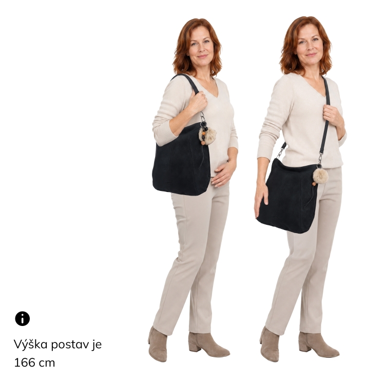 Praktická kabelka přes rameno i crossbody s prošitím Carmelo materiál syntetická kůže zapínání na zip barva hnědá velikost střední 4656 H Na postavě