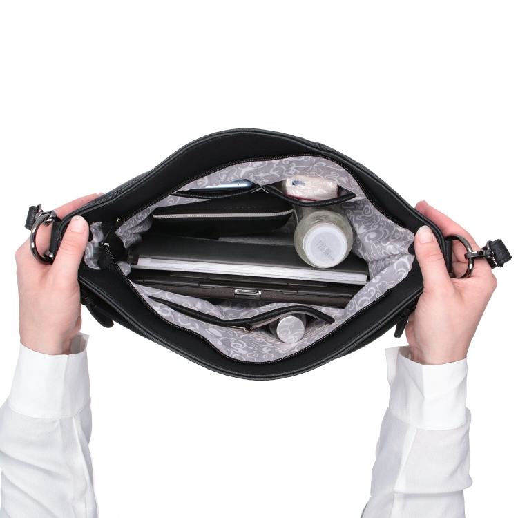 Originální hobo bag Carmelo materiál syntetická kůže zapínání na zip barva béžová velikost střední 4304 BE Vnitřek
