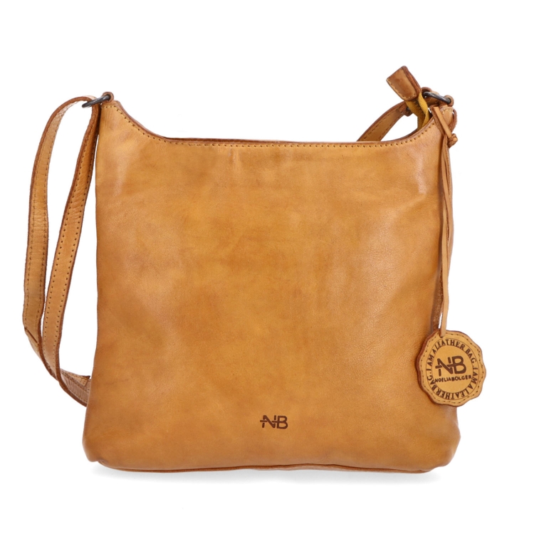 Kožená crossbody kabelka pro každý den Noelia Bolger materiál kůže zapínání na zip barva žlutá velikost malá NB 2404 ZLU Zepředu