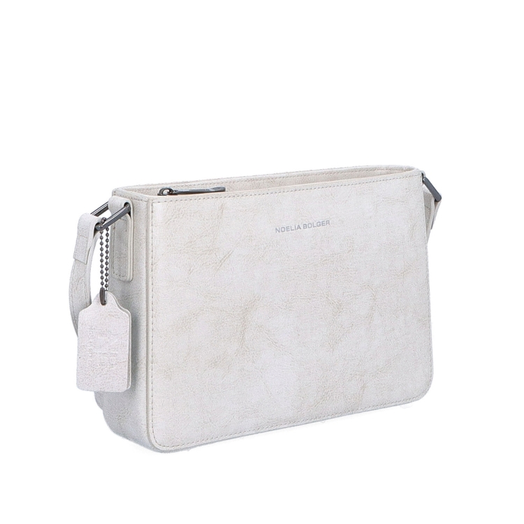 Elegantní, pevnější kožená crossbody kabelka Noelia Bolger materiál kůže zapínání na zip barva bílá velikost malá NB 0103 OW