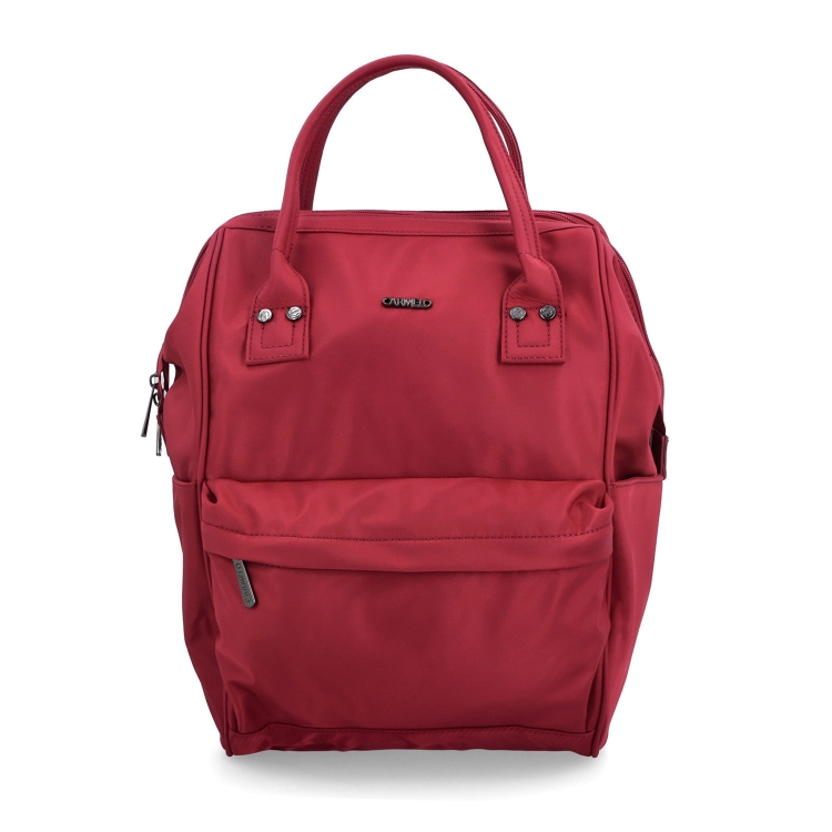 Velký praktický batoh značky Carmelo Carmelo materiál nylon zapínání na zip barva červená velikost velká 4319 TCV Zepředu