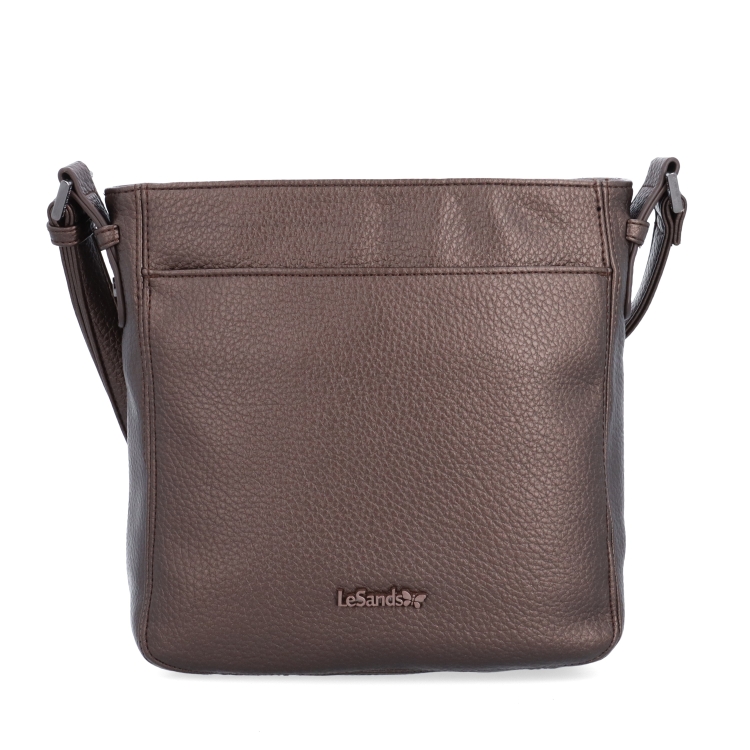 Praktická crossbody kabelka s přední kapsou Le Sands materiál syntetická kůže zapínání na zip barva metalická velikost střední 4653 BR Zepředu