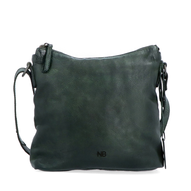 Kožená crossbody kabelka s moderním designem Noelia Bolger materiál kůže zapínání na zip barva zelená velikost malá NB 2400 ZE Zepředu