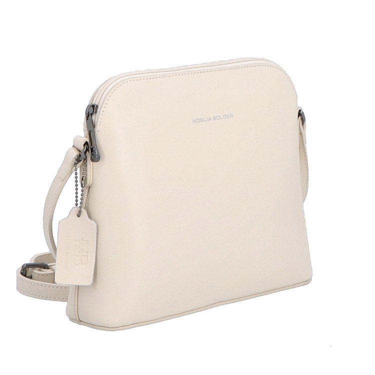Kožená crossbody kabelka s čistým designem Noelia Bolger materiál kůže zapínání na zip barva béžová velikost malá NB 0064 BE