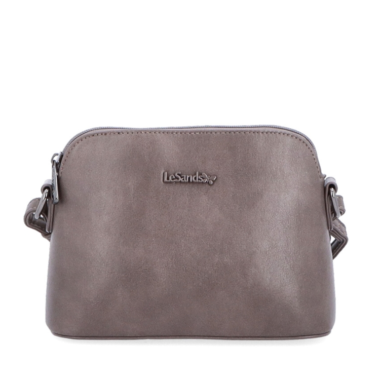 Minimalistická crossbody kabelka LeSands materiál syntetická kůže zapínání na zip barva taupe velikost malá 7710 T Zepředu