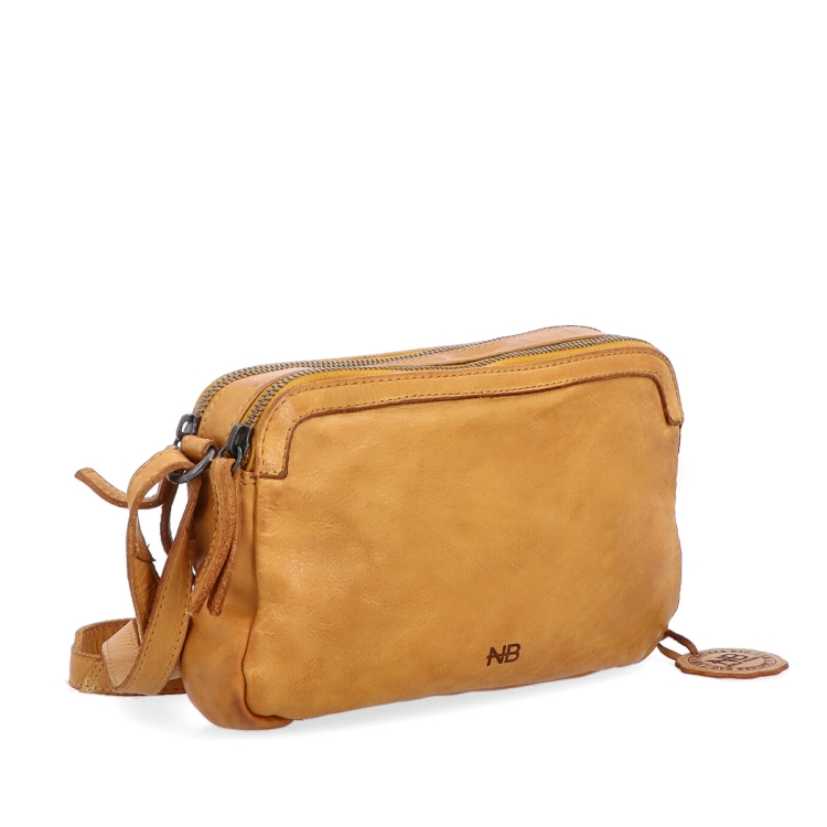 Minimalistická kožená crossbody kabelka Noelia Bolger materiál kůže zapínání na zip barva žlutá velikost malá NB 2407 ZLU
