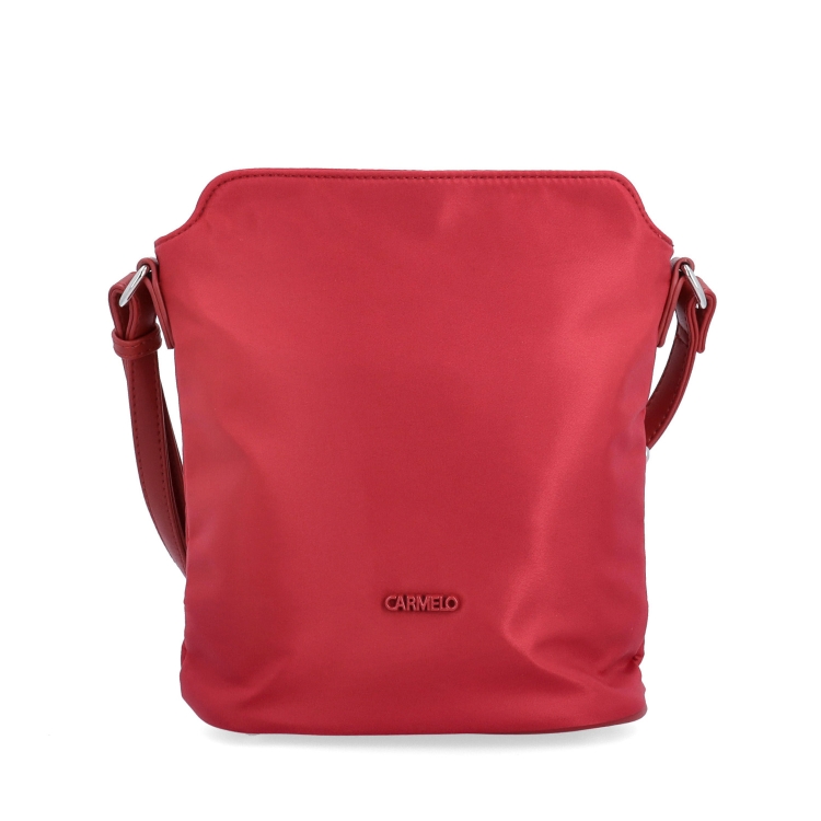 Praktická crossbody kabelka s extra kapsou Carmelo materiál nylon zapínání na zip barva červená velikost malá 6607 CV Zepředu