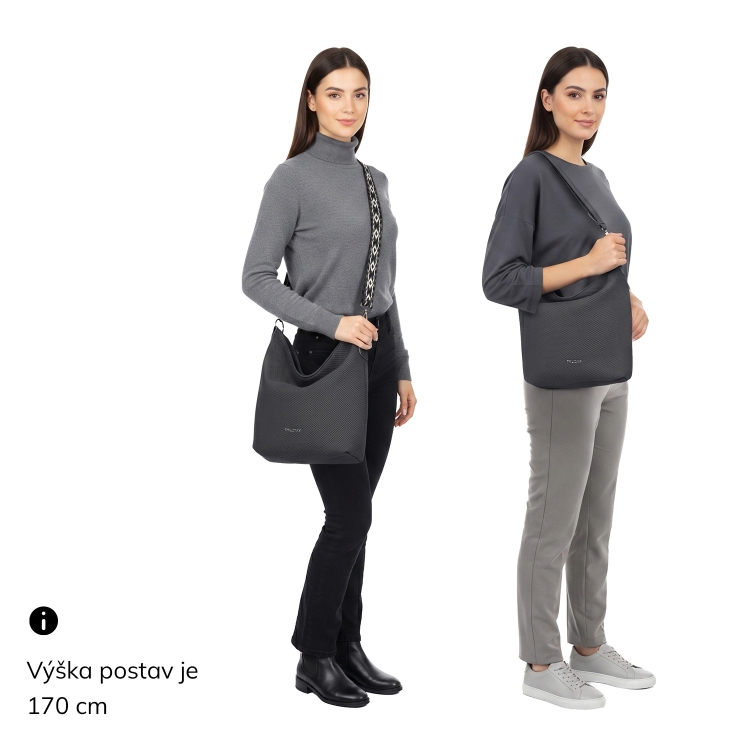 Městská kabelka stylu hobobag s odnímatelným popruhem Tangerin materiál syntetická kůže zapínání na zip barva zelená velikost střední 4367 ZE Na postavě