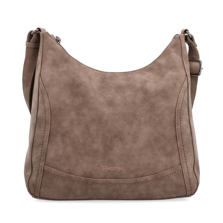 Crossbody syntetická kabelka s prošitím Tangerin materiál syntetická kůže zapínání na zip barva hnědá velikost střední 1104 H Zepředu