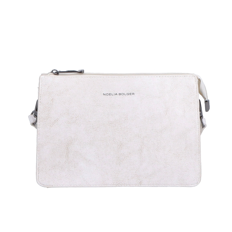 Malá kožená crossbody kabelka Noelia Bolger materiál kůže zapínání na zip barva bílá velikost malá NB 0046 OW Zepředu
