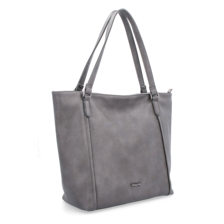 Velká shopper kabelka s jemným prošitím Tangerin materiál syntetická kůže zapínání na zip barva šedá velikost velká 8024 TS