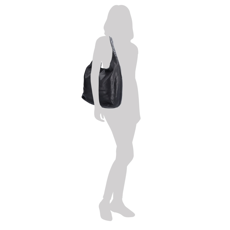 Velká prošívaná kožená shopper kabelka Noelia Bolger materiál kůže zapínání na zip barva černá velikost velká NB 2077 C Na postavě
