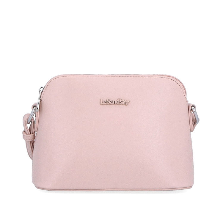 Minimalistická crossbody kabelka LeSands materiál syntetická kůže zapínání na zip barva růžová velikost malá 7710 R Zepředu