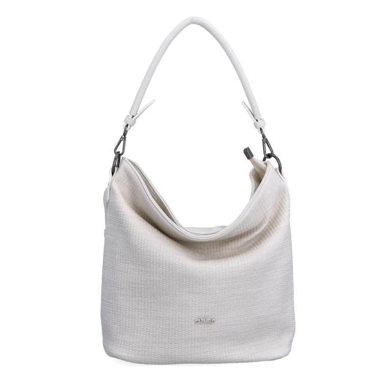 Originální hobo bag Carmelo materiál syntetická kůže zapínání na zip barva béžová velikost střední 4304 K Zepředu
