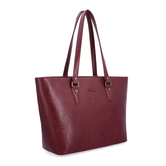Prostorná shopper kabelka s čistým designem Le Sands materiál syntetická kůže zapínání na zip barva vínová velikost velká 7719 BO