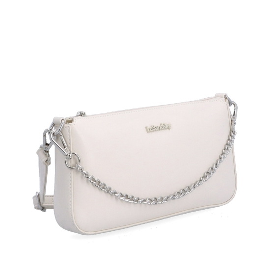 Malá crossbody kabelka s ozdobným řetízkem Le Sands materiál syntetická kůže zapínání na zip barva béžová velikost malá 7714 BE