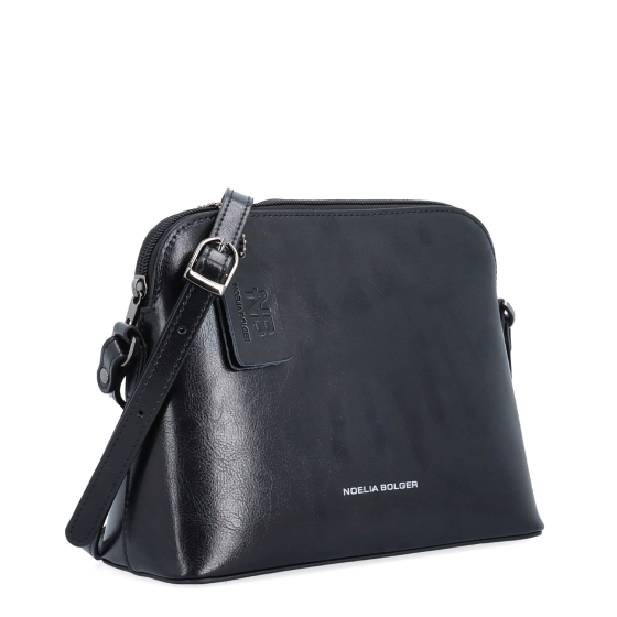 Minimalistická kožená crossbody kabelka na každý den Noelia Bolger materiál kůže zapínání na zip barva černá velikost malá NB 0116 C