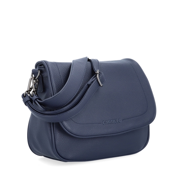 Dámská crossbody kabelka s jemnou strukturou Carmelo materiál syntetická kůže zapínání s klopou barva modrá velikost střední 4361 TM
