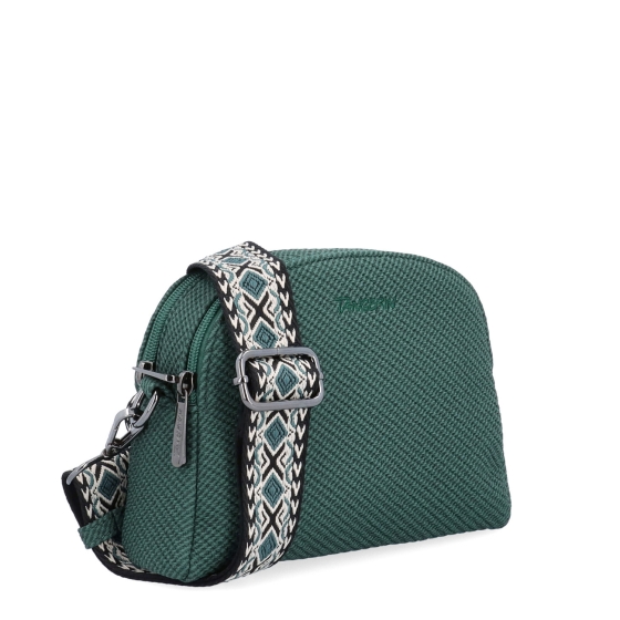 Stylová crossbody kabelka s texturovaným povrchem Tangerin materiál syntetická kůže zapínání na zip barva zelená velikost malá 4365 ZE