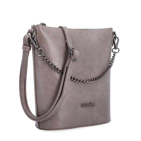Elegantní crossbody kabelka s řetízkem Le Sands materiál syntetická kůže zapínání na zip barva taupe velikost malá 7722 T