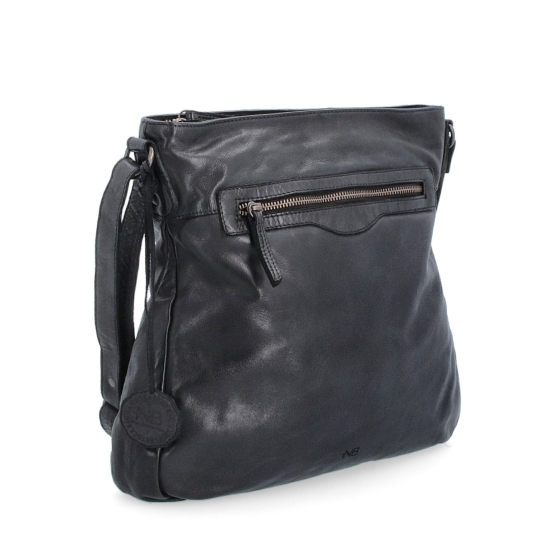 Kožená crossbody s přední zipovou kapsou Noelia Bolger materiál kůže zapínání na zip barva černá velikost střední NB 2103 C