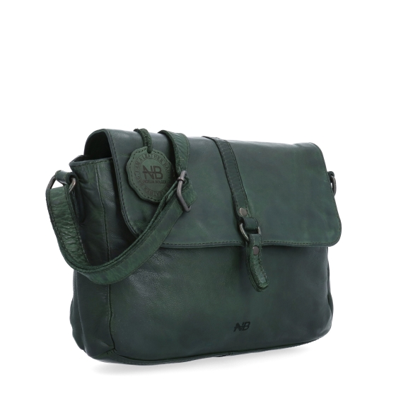Kožená crossbody kabelka s klopou Noelia Bolger materiál kůže zapínání s klopou barva zelená velikost střední NB 2416 ZE