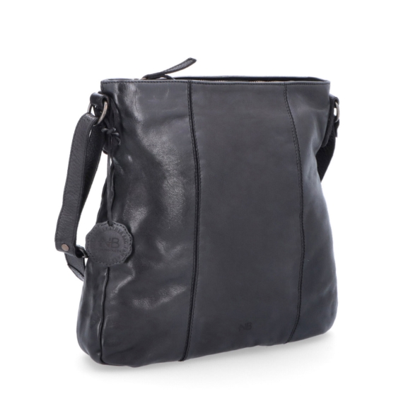 Kožená crossbody kabelka s prošíváním Noelia Bolger materiál kůže zapínání na zip barva černá velikost střední NB 2002 C