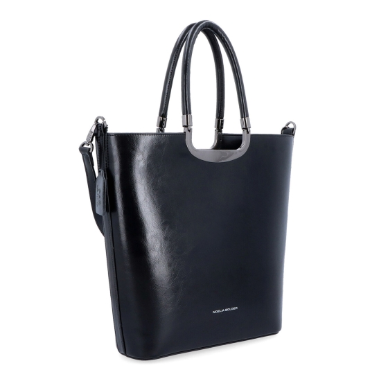 Velká kožená shopper kabelka Noelia Bolger materiál kůže zapínání na zip barva černá velikost velká NB 0093 C