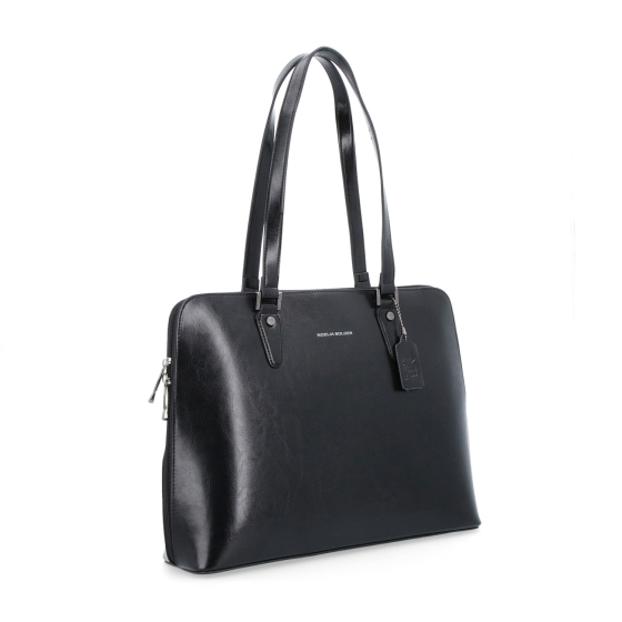 Elegantní kožená kabelka Noelia Bolger materiál kůže zapínání na zip barva černá velikost velká NB 0057 C