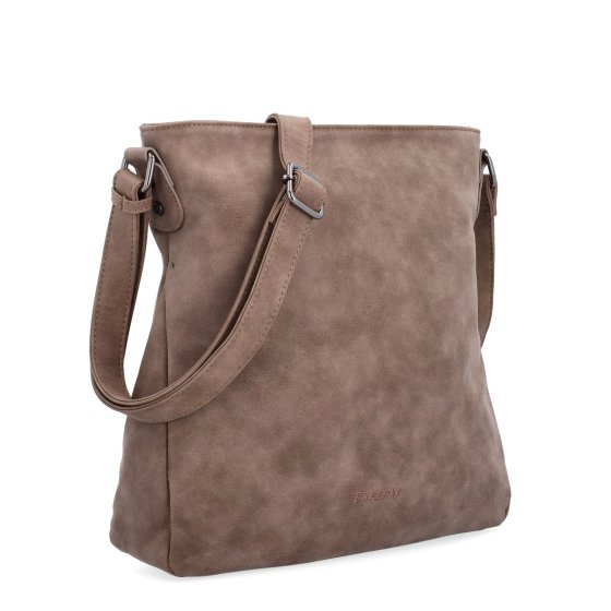 Stylová crossbody kabelka s čistým designem Tangerin materiál syntetická kůže zapínání na zip barva hnědá velikost střední 1101 H