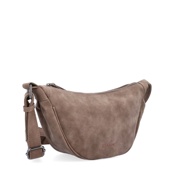 Stylový dámský moonbag ze syntetického materiálu Tangerin materiál syntetická kůže zapínání na zip barva hnědá velikost malá 1112 H