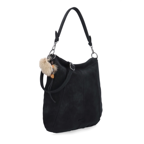 Praktická kabelka přes rameno i crossbody s prošitím Carmelo materiál syntetická kůže zapínání na zip barva černá velikost střední 4656 C