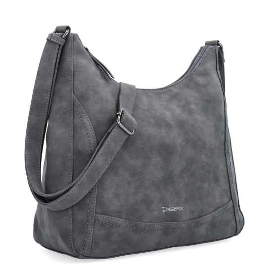 Crossbody syntetická kabelka s prošitím Tangerin materiál syntetická kůže zapínání na zip barva šedá velikost střední 1104 ANT