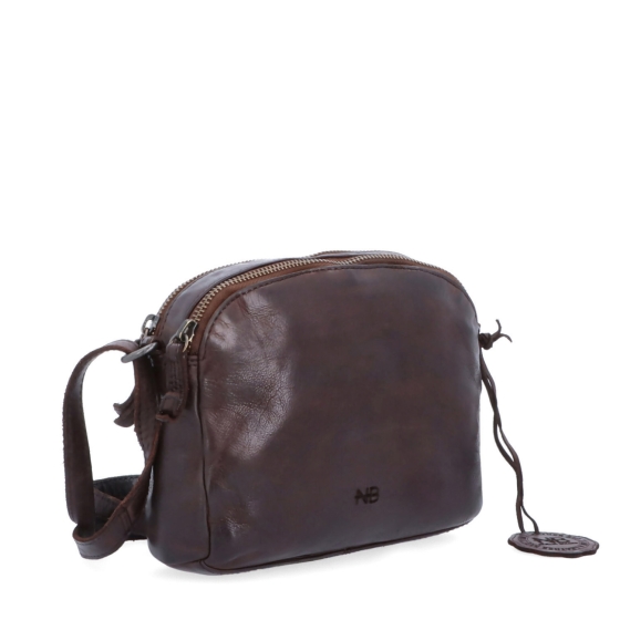 Kvalitní kožená crossbody kabelka Noelia Bolger materiál kůže zapínání na zip barva hnědá velikost malá NB 2408 H