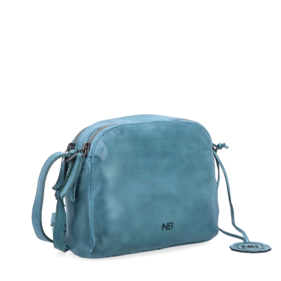 Kvalitní kožená crossbody kabelka Noelia Bolger materiál kůže zapínání na zip barva tyrkysová velikost malá NB 2408 TYR