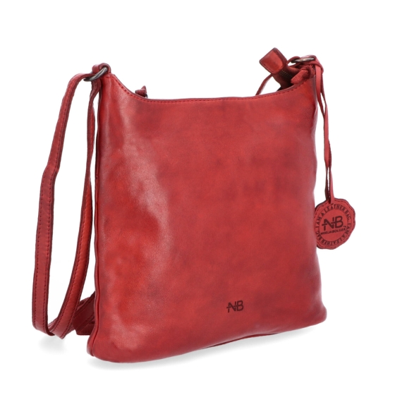 Kožená crossbody kabelka pro každý den Noelia Bolger materiál kůže zapínání na zip barva červená velikost malá NB 2404 CV