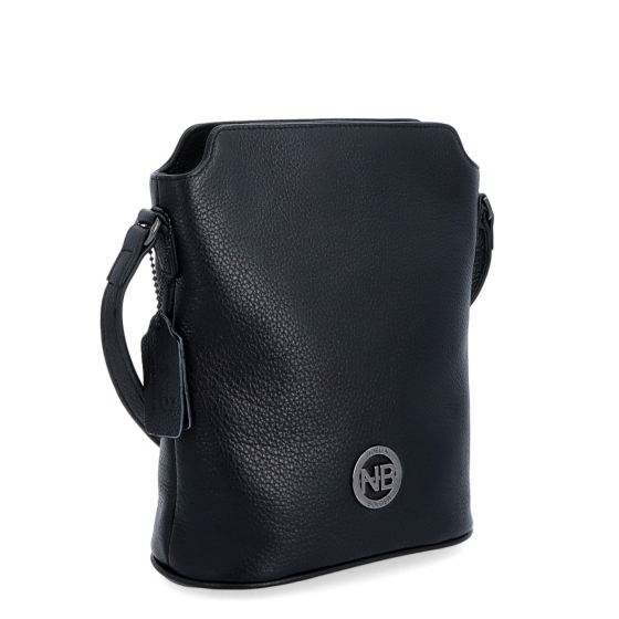 Malá crossbody kabelka ze strukturované kůže Noelia Bolger materiál kůže zapínání na zip barva černá velikost malá NB 3009 C