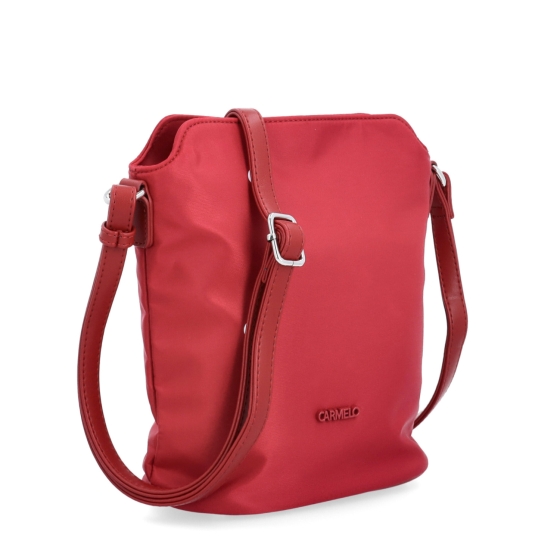 Praktická crossbody kabelka s extra kapsou Carmelo materiál nylon zapínání na zip barva červená velikost malá 6607 CV
