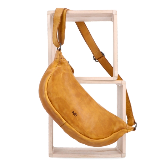 Kožená moonbag kabelka přes rameno Noelia Bolger materiál kůže zapínání na zip barva žlutá velikost malá NB 2412 ZLU