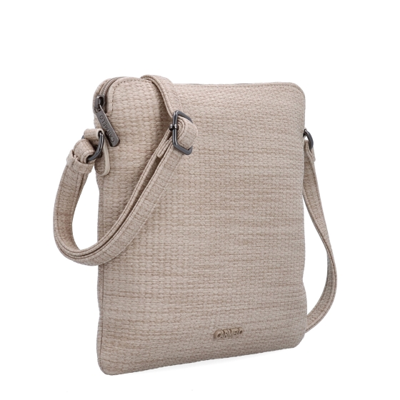 Minimalistická crossbody kabelka s jemným vzorem Carmelo materiál syntetická kůže zapínání na zip barva béžová velikost malá 4397 BE