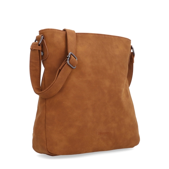 Stylová crossbody kabelka s čistým designem Tangerin materiál syntetická kůže zapínání na zip barva koňaková velikost střední 1101 KA