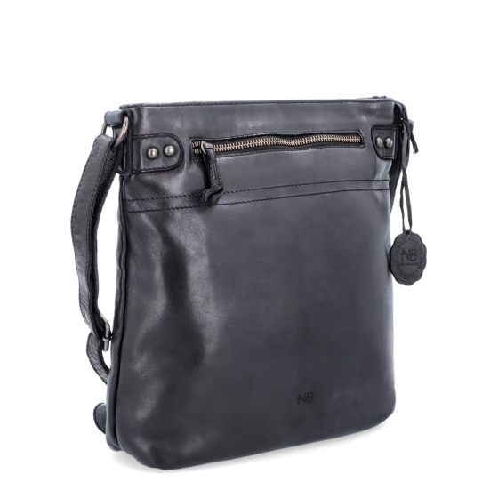 Kožená vintage crossbody s kapsami Noelia Bolger materiál kůže zapínání na zip barva černá velikost střední NB 2006 C