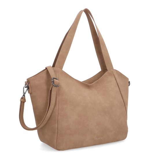 Velká kabelka na rameno s crossbody popruhem Tangerin materiál syntetická kůže zapínání na zip barva béžová velikost velká 1120 MO