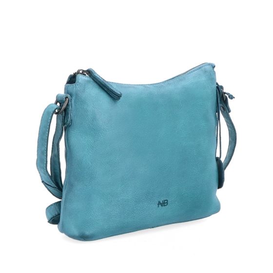 Kožená crossbody kabelka s moderním designem Noelia Bolger materiál kůže zapínání na zip barva tyrkysová velikost malá NB 2400 TYR