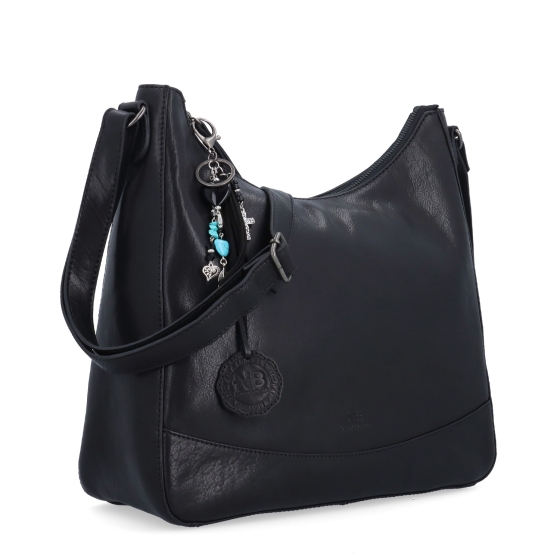 Kožená crossbody kabelka s moderním přívěskem Noelia Bolger materiál kůže zapínání na zip barva černá velikost střední NB 3106 C