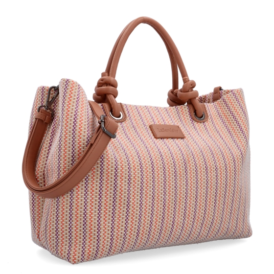 Prostorná shopper kabelka s originálními uchy Le Sands materiál syntetická kůže zapínání na zip barva oranžová velikost velká 4613 O