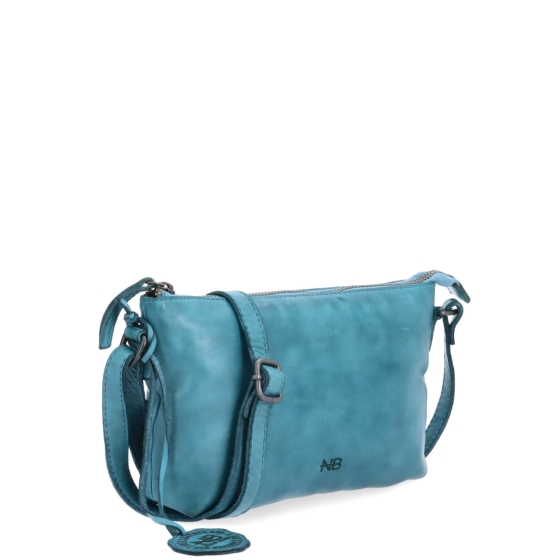 Kožená crossbody s čistými liniemi Noelia Bolger materiál kůže zapínání na zip barva tyrkysová velikost malá NB 2414 TYR