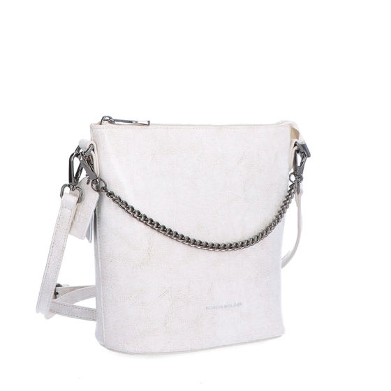 Elegantní kožená crossbody s řetízkem Noelia Bolger materiál kůže zapínání na zip barva bílá velikost malá NB 0048 OW