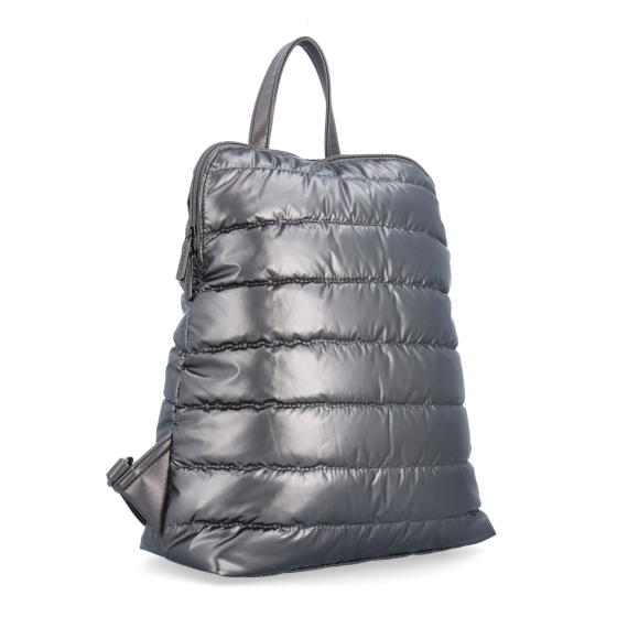 Prošívaný batoh z nadýchaného nylonu Carmelo materiál nylon zapínání na zip barva metalická velikost střední 4384 TI