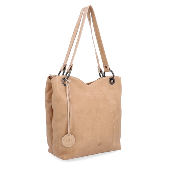 Velká kožená shopper kabelka ve vintage stylu Noelia Bolger materiál kůže zapínání na zip barva béžová velikost velká NB 2011 BE